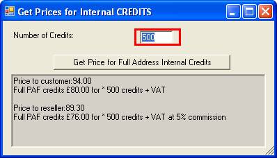 Reseller Portal get Internal credit packs